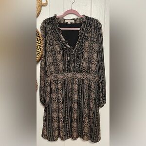 Loft Shimmer Ruffle V-Neck Flare Dress Size 14 STYLE #
755755